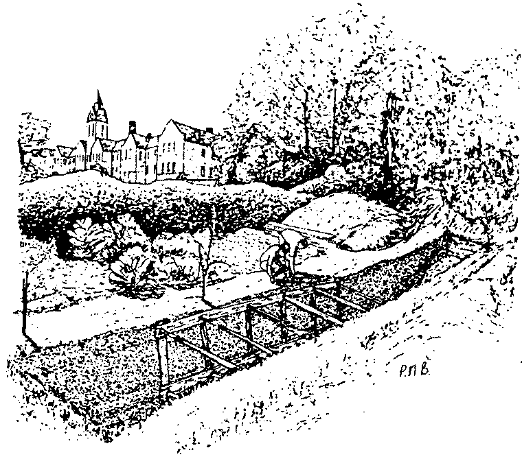 Sketch showing excavation in progress